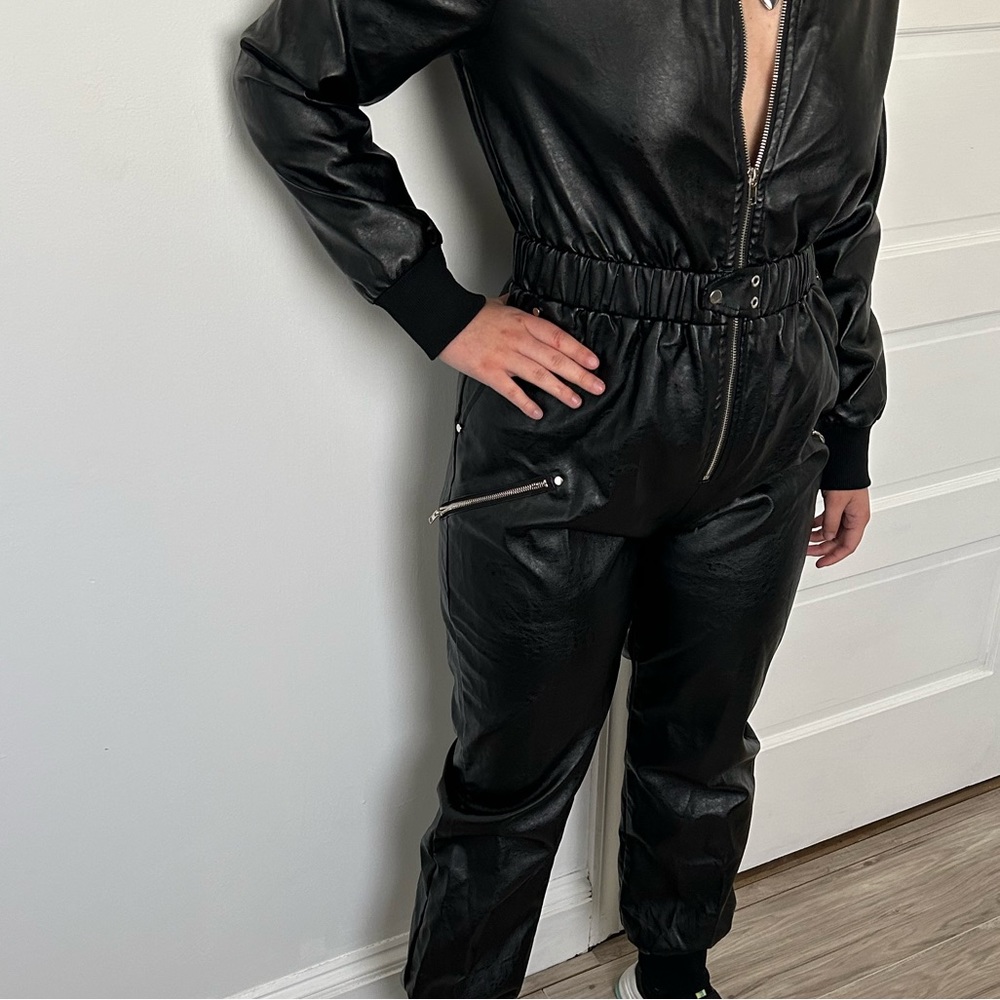 Sexy moto jumpsuit